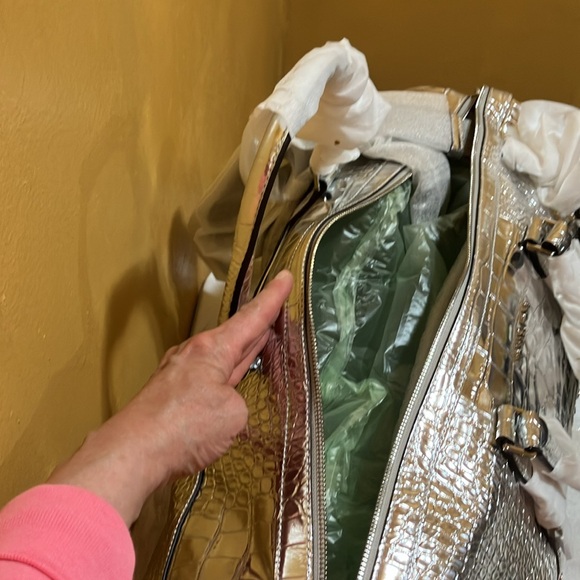 MICHAEL Michael Kors Bedford silver Argent embossed leather XL Weekender - Picture 11 of 13